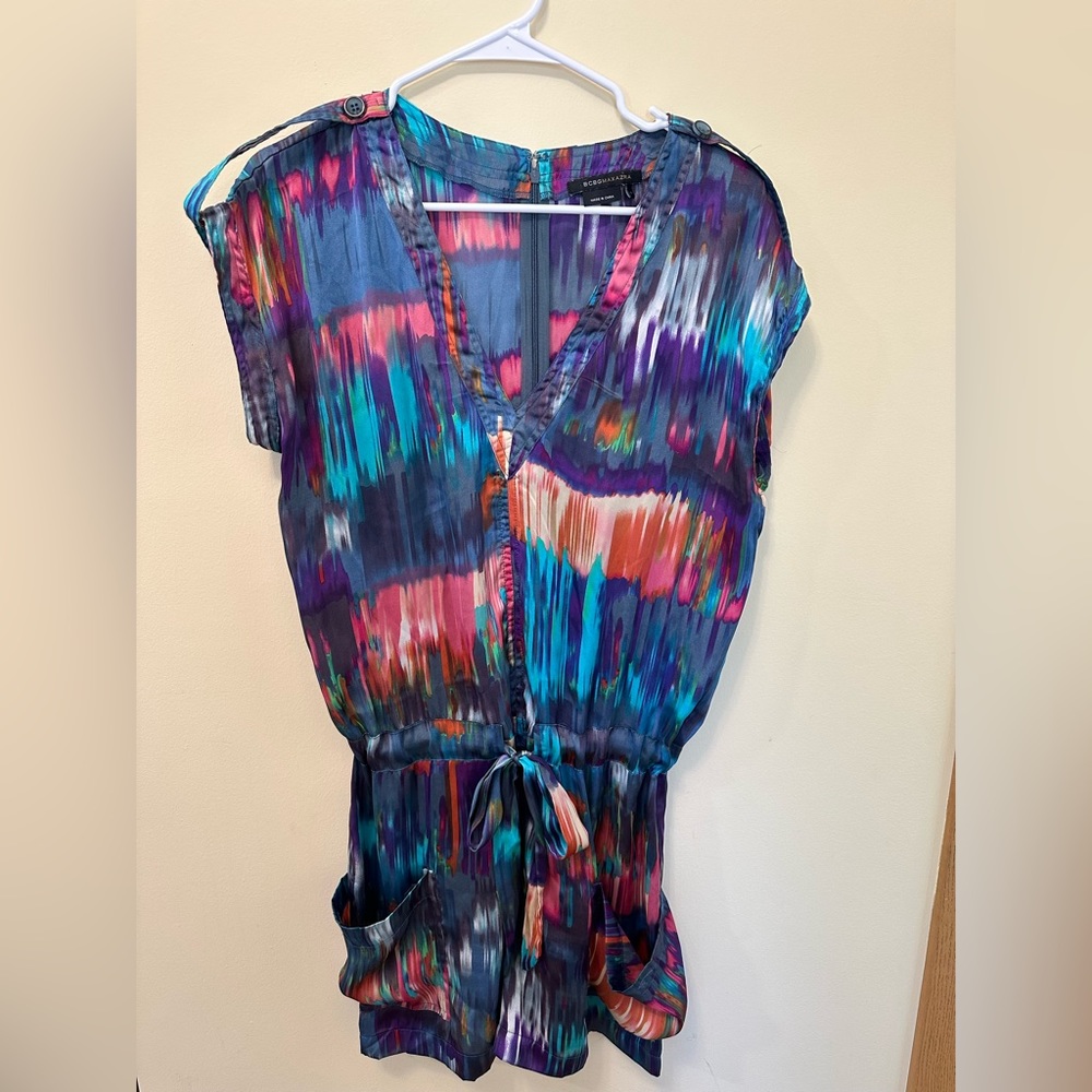BCBGMaxAzria Multi Color Revolve Jumpsuit Size Small